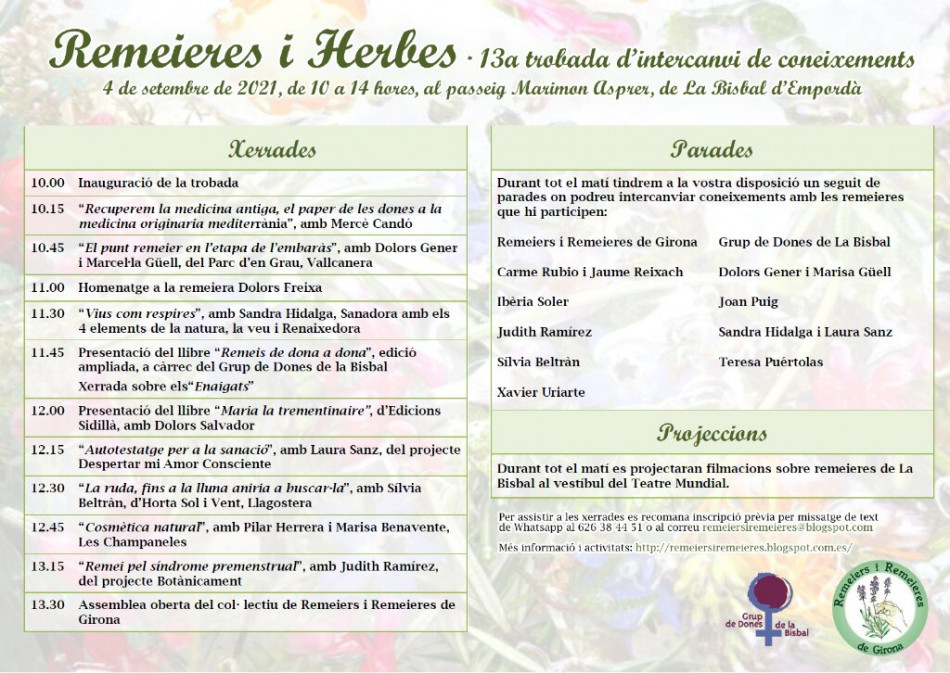 Remeieres i Herbes al passeig Marimon Asprer de la Bisbal: 13a trobada d’intercanvi de coneixements